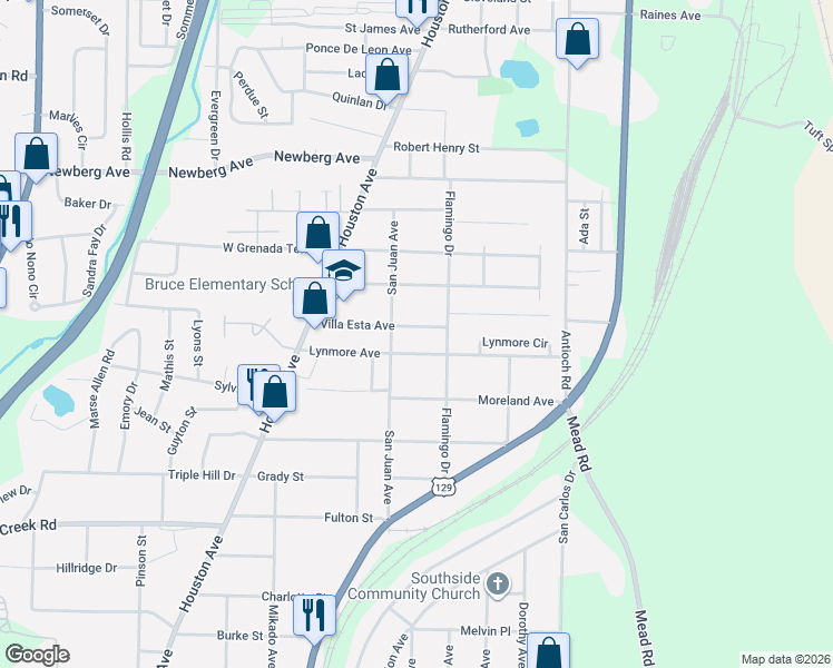 map of restaurants, bars, coffee shops, grocery stores, and more near 683 Lynmore Avenue in Macon