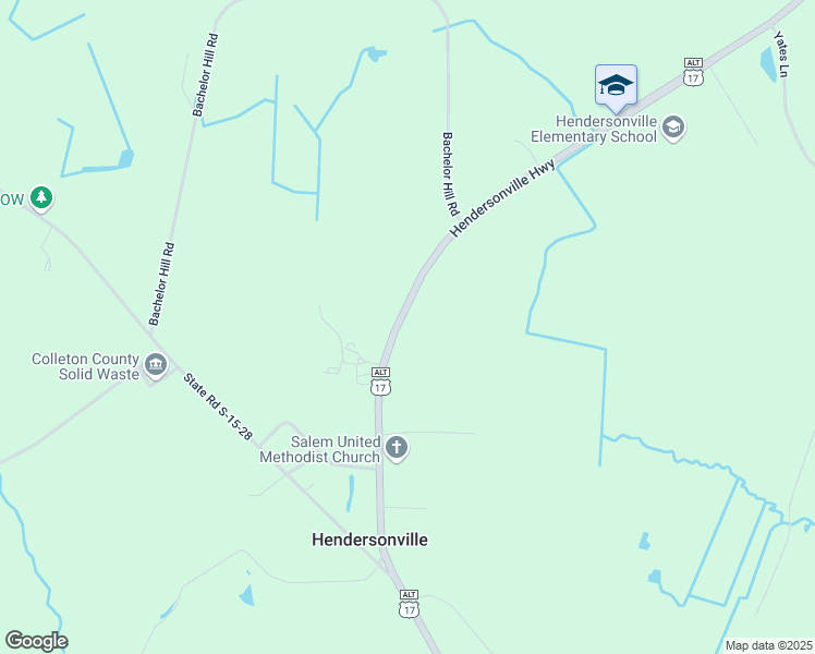 map of restaurants, bars, coffee shops, grocery stores, and more near 6849 Hendersonville Highway in Walterboro