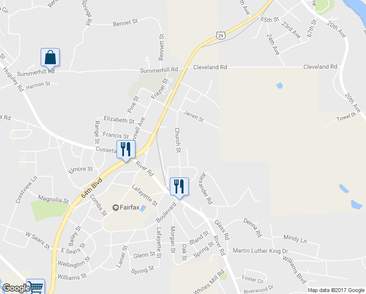 map of restaurants, bars, coffee shops, grocery stores, and more near 209 Church Street in Valley