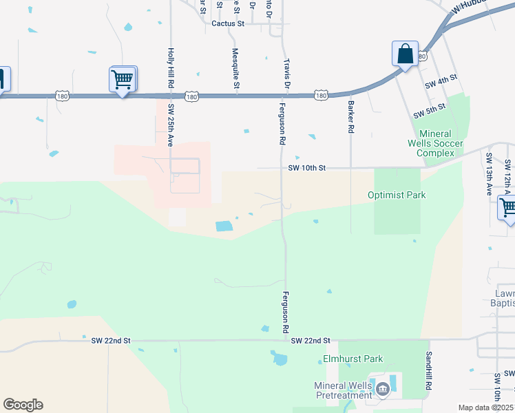 map of restaurants, bars, coffee shops, grocery stores, and more near 1210 Ferguson Road in Mineral Wells