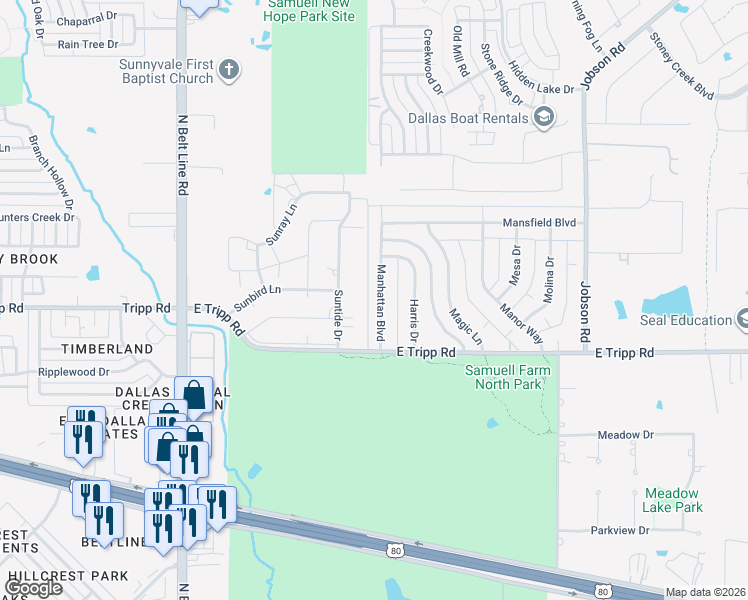 map of restaurants, bars, coffee shops, grocery stores, and more near 209 Manhattan Boulevard in Sunnyvale