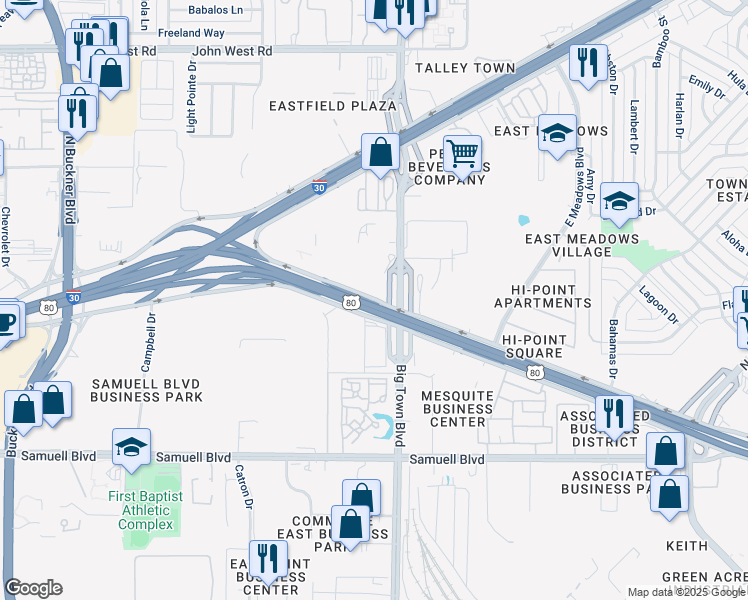 map of restaurants, bars, coffee shops, grocery stores, and more near in 