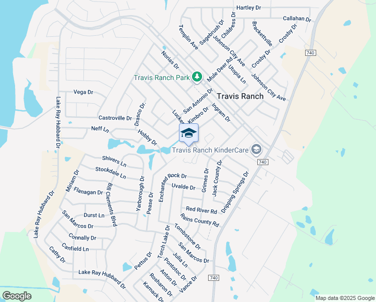 map of restaurants, bars, coffee shops, grocery stores, and more near 1309 Luckenbach Drive in Forney