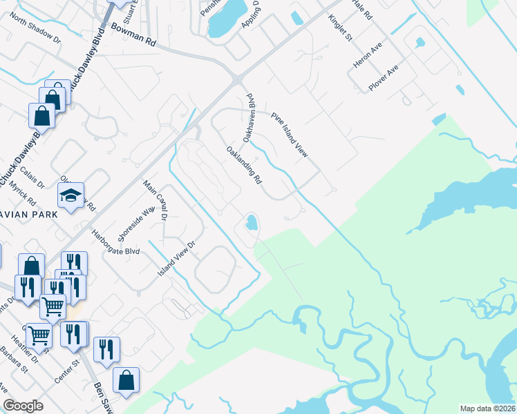 map of restaurants, bars, coffee shops, grocery stores, and more near 1389 Scotts Creek Circle in Mount Pleasant