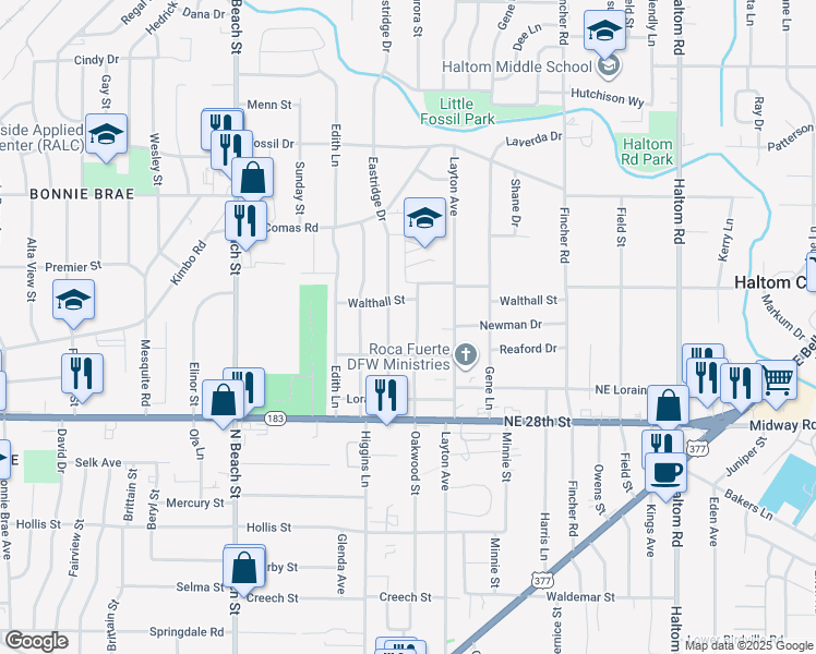 map of restaurants, bars, coffee shops, grocery stores, and more near 4209 Conkling Avenue in Fort Worth