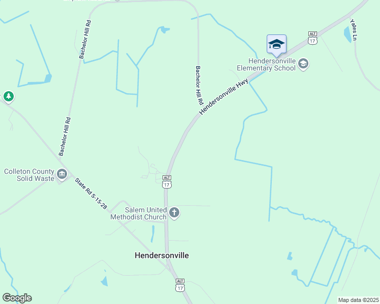 map of restaurants, bars, coffee shops, grocery stores, and more near 6849 Hendersonville Highway in Walterboro