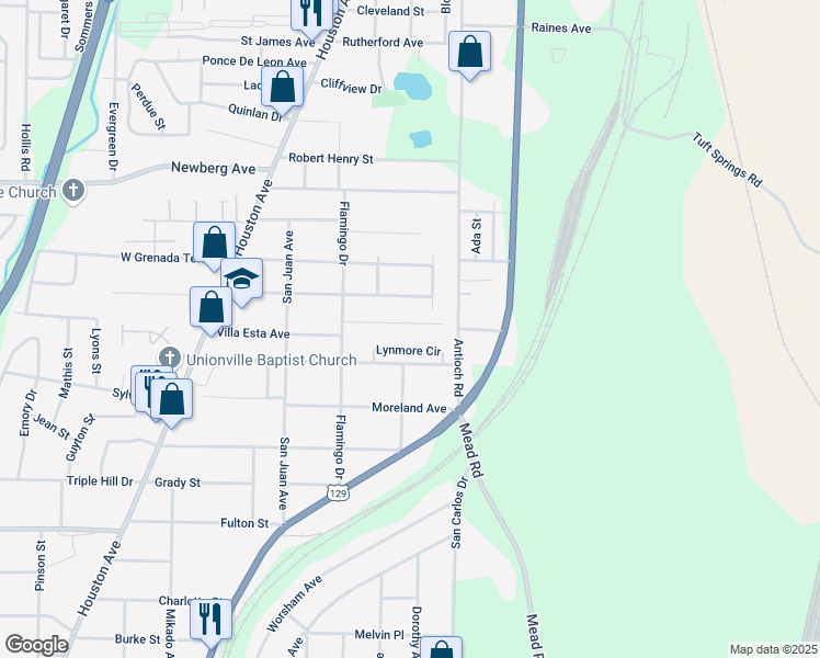 map of restaurants, bars, coffee shops, grocery stores, and more near 534 Villa Esta Circle in Macon