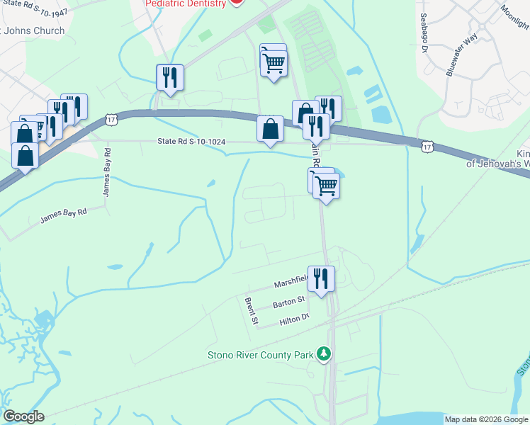 map of restaurants, bars, coffee shops, grocery stores, and more near 549 McLernon Trace in Johns Island