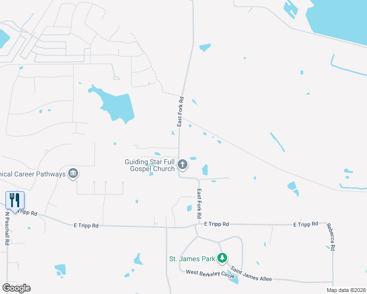 map of restaurants, bars, coffee shops, grocery stores, and more near 236 East Fork Road in Mesquite