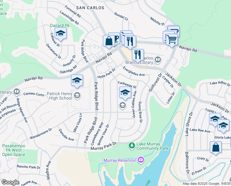 map of restaurants, bars, coffee shops, grocery stores, and more near 6752 Belle Glade Avenue in San Diego