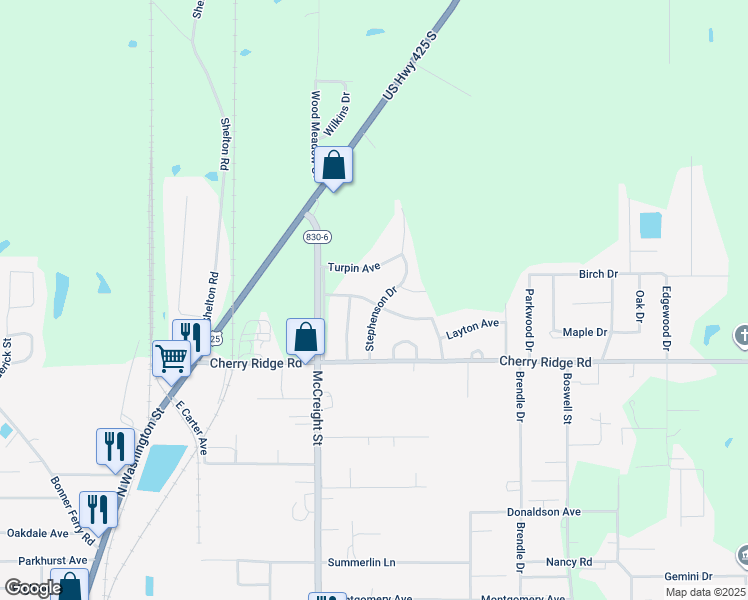 map of restaurants, bars, coffee shops, grocery stores, and more near 10643 Stephenson Drive in Bastrop