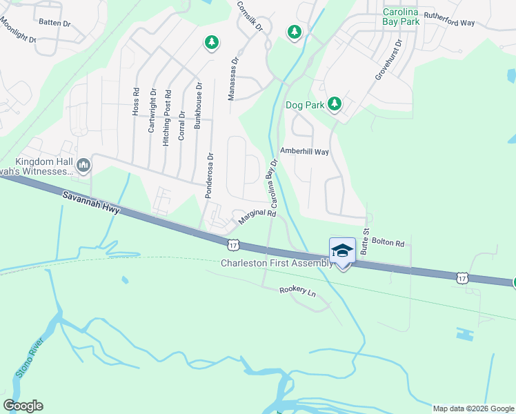 map of restaurants, bars, coffee shops, grocery stores, and more near 3017 Candela Grove Drive in Charleston
