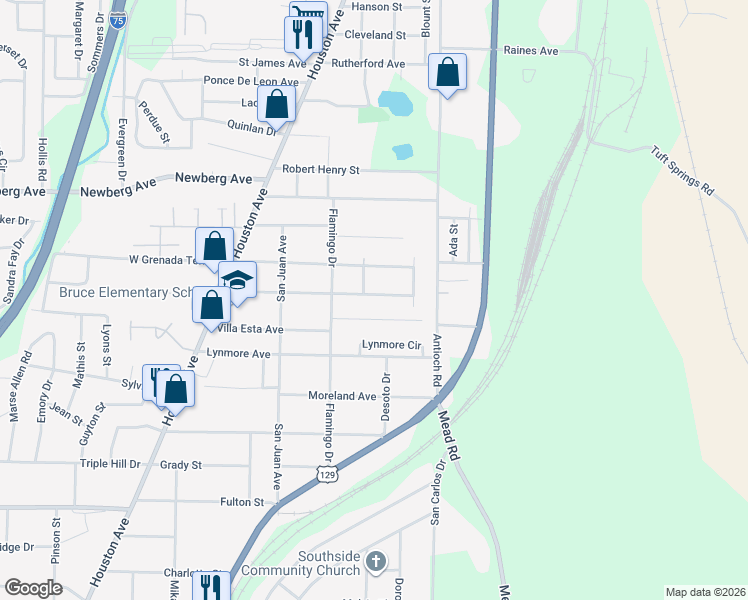 map of restaurants, bars, coffee shops, grocery stores, and more near 574 Ormond Terrace in Macon
