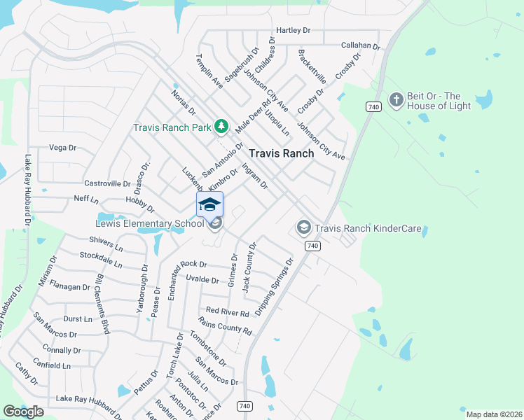 map of restaurants, bars, coffee shops, grocery stores, and more near 1001 Rumley Road in Forney