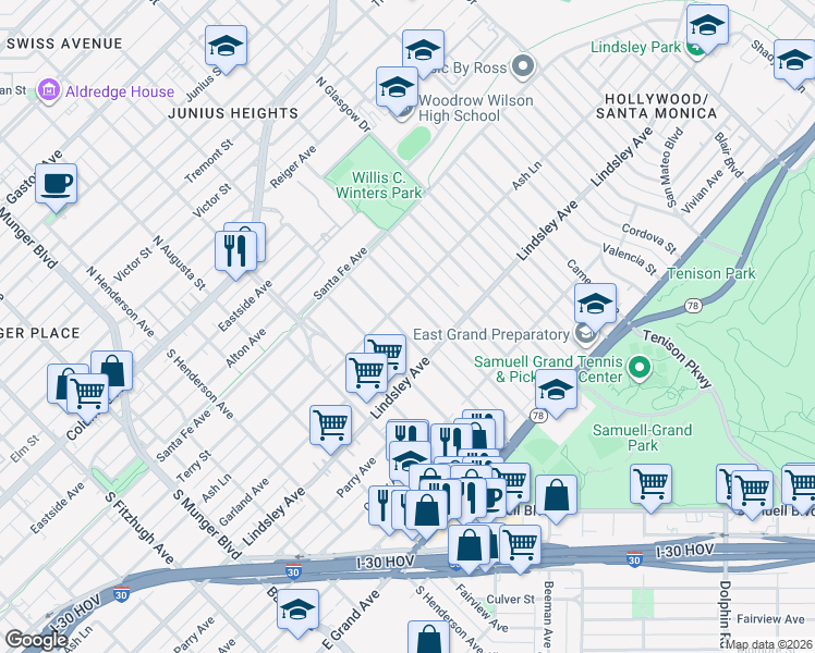 map of restaurants, bars, coffee shops, grocery stores, and more near 616 Parkview Avenue in Dallas