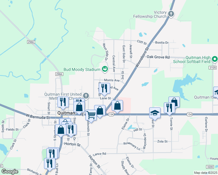 map of restaurants, bars, coffee shops, grocery stores, and more near 796 Lloyd Avenue in Quitman