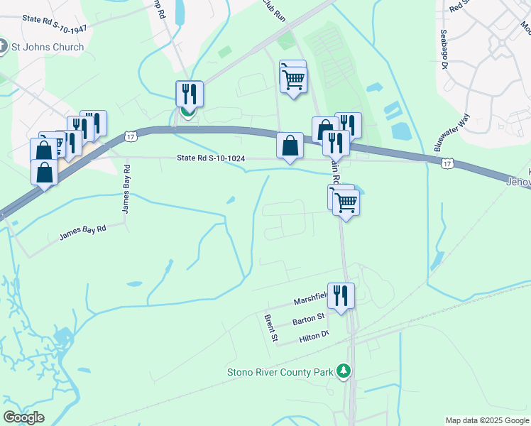 map of restaurants, bars, coffee shops, grocery stores, and more near 570 McLernon Trace in Johns Island