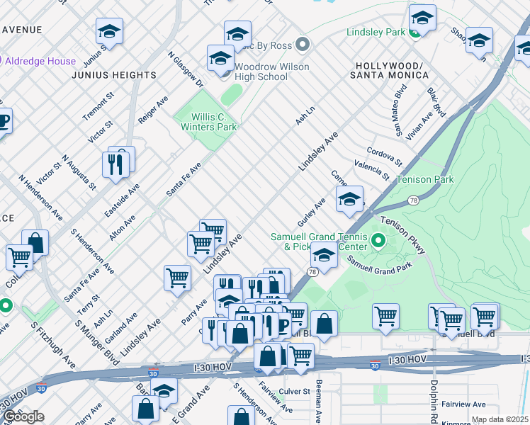 map of restaurants, bars, coffee shops, grocery stores, and more near 816 Mount Auburn Avenue in Dallas