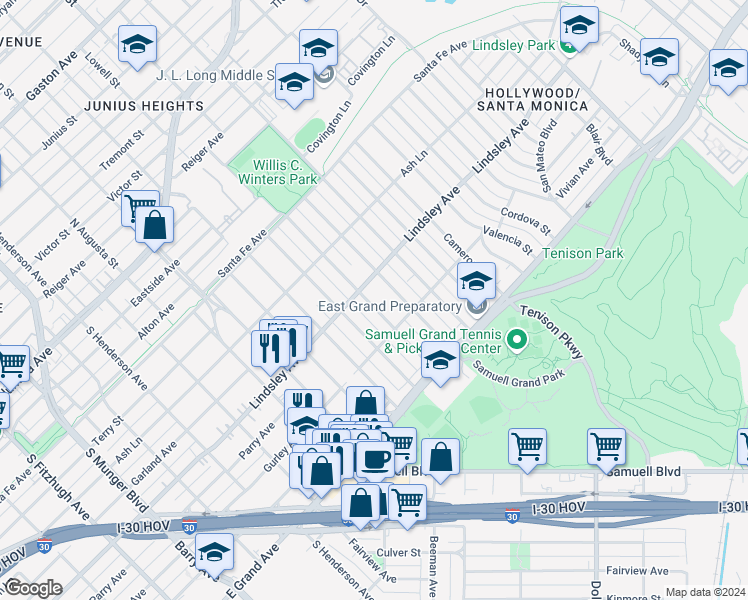 map of restaurants, bars, coffee shops, grocery stores, and more near 816 Mount Auburn Avenue in Dallas