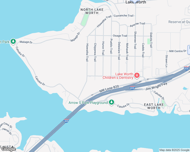 map of restaurants, bars, coffee shops, grocery stores, and more near Navajo Trail & Chippewa Trail in Lake Worth