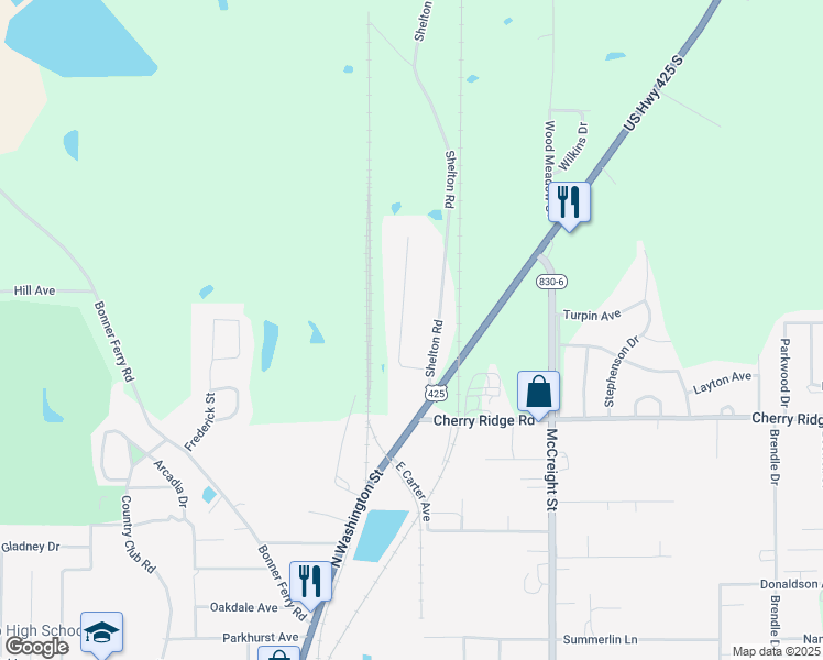 map of restaurants, bars, coffee shops, grocery stores, and more near 10641-10849 Shelton Road in Bastrop