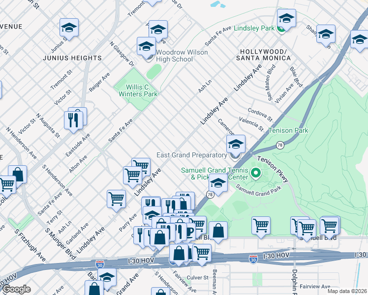 map of restaurants, bars, coffee shops, grocery stores, and more near 816 Mount Auburn Avenue in Dallas