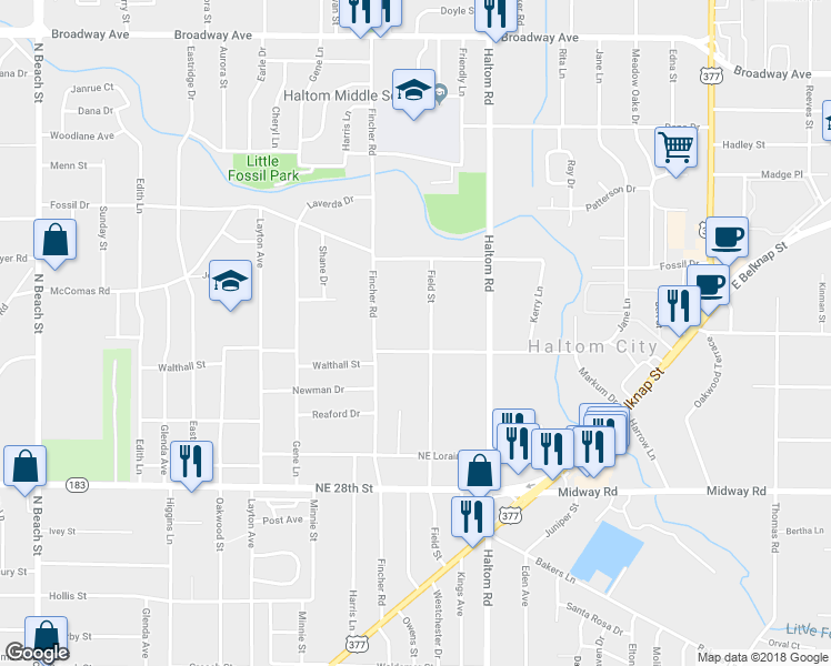 map of restaurants, bars, coffee shops, grocery stores, and more near 3009 Field Street in Fort Worth