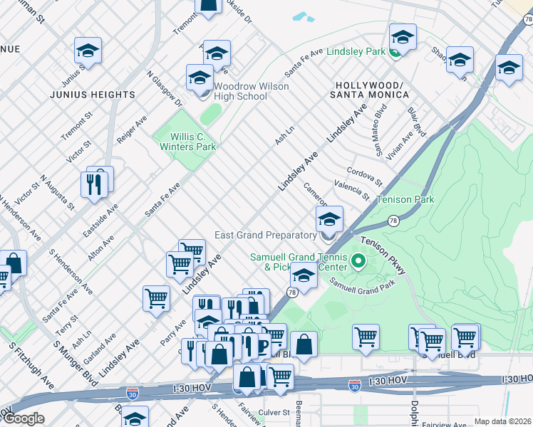 map of restaurants, bars, coffee shops, grocery stores, and more near 712 Martinique Avenue in Dallas