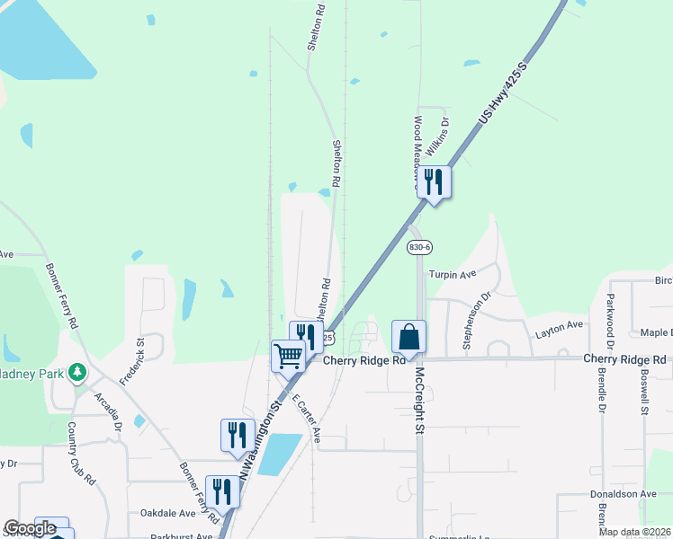 map of restaurants, bars, coffee shops, grocery stores, and more near 10640-10848 Shelton Road in Bastrop