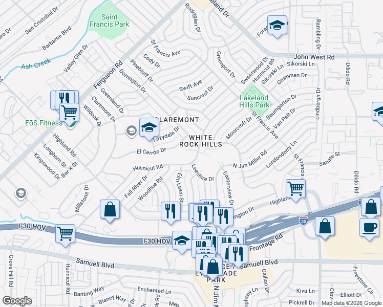 map of restaurants, bars, coffee shops, grocery stores, and more near in Dallas