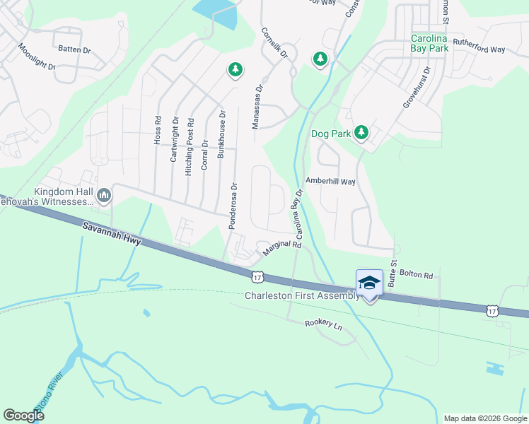 map of restaurants, bars, coffee shops, grocery stores, and more near 1740 Indaba Way in Charleston