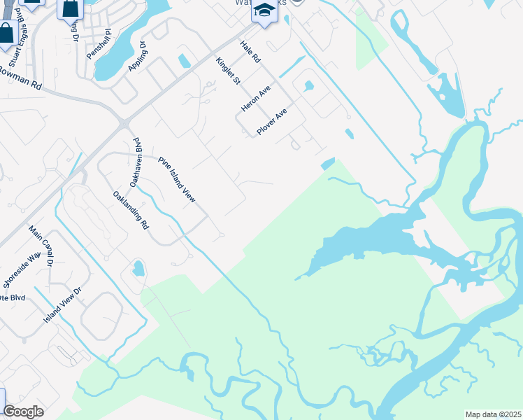 map of restaurants, bars, coffee shops, grocery stores, and more near 1429 Harwick Road in Mount Pleasant