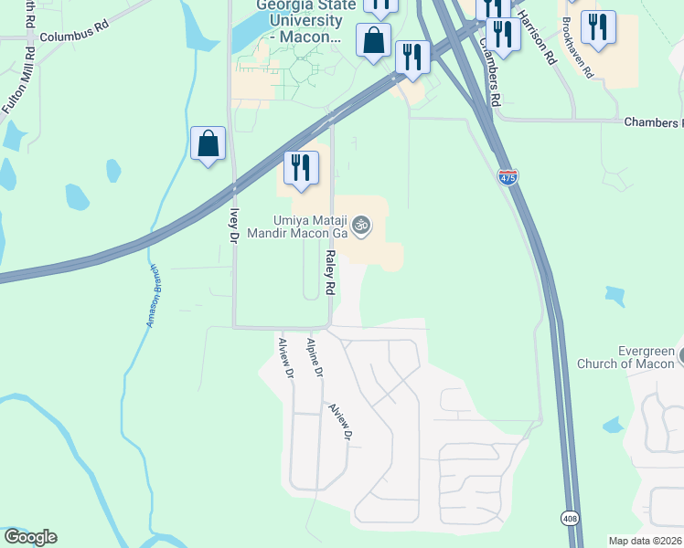 map of restaurants, bars, coffee shops, grocery stores, and more near 4706 Raley Road in Macon