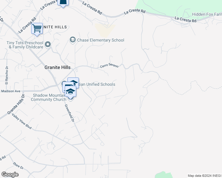 map of restaurants, bars, coffee shops, grocery stores, and more near 500 Vista Del Escuela in El Cajon