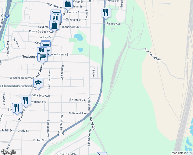 map of restaurants, bars, coffee shops, grocery stores, and more near 3495 Antioch Heights in Macon