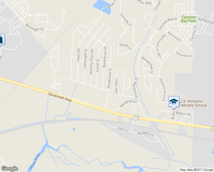 map of restaurants, bars, coffee shops, grocery stores, and more near 659 Ponderosa Drive in Charleston