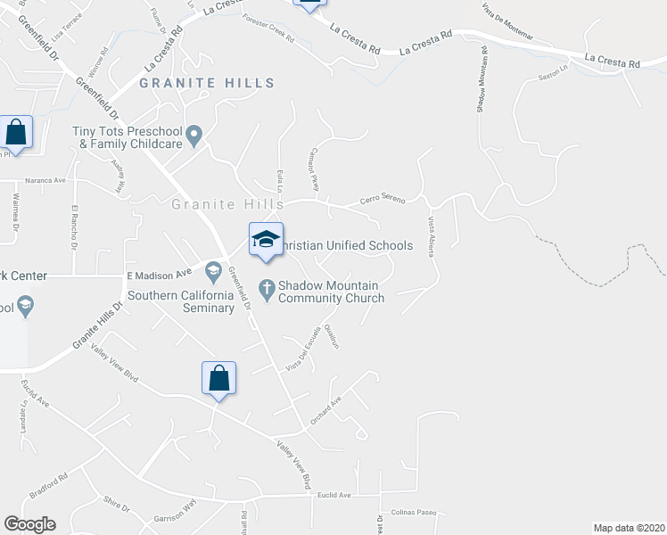 map of restaurants, bars, coffee shops, grocery stores, and more near 481 Stableridge Street in El Cajon
