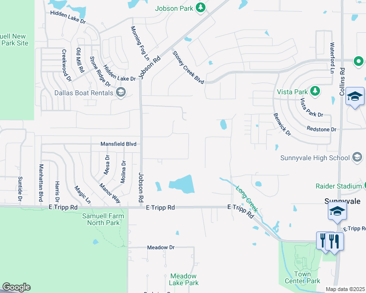 map of restaurants, bars, coffee shops, grocery stores, and more near 221 Catullus Drive in Sunnyvale