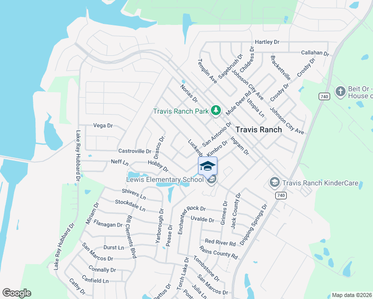 map of restaurants, bars, coffee shops, grocery stores, and more near 1100 San Antonio Drive in Forney