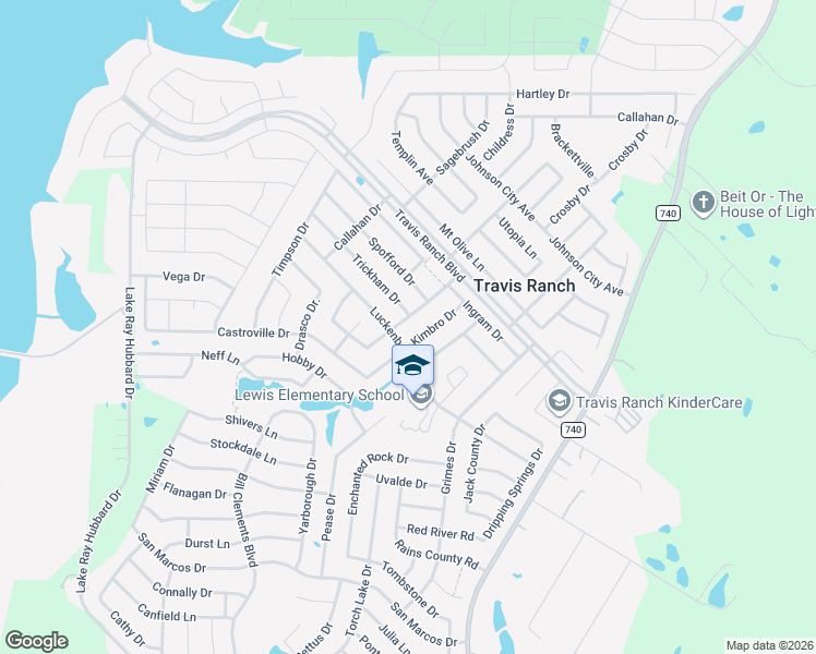 map of restaurants, bars, coffee shops, grocery stores, and more near 1022 Kimbro Drive in Forney