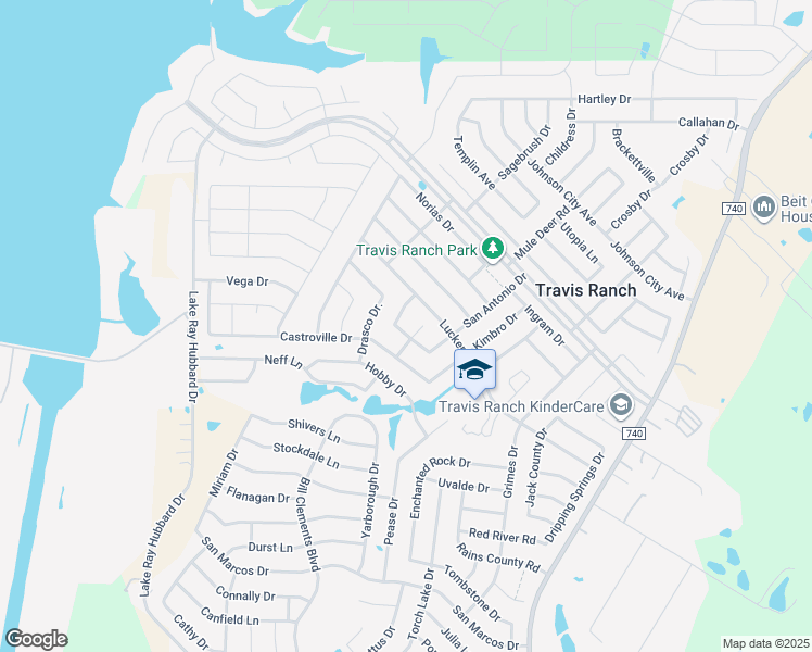 map of restaurants, bars, coffee shops, grocery stores, and more near 1013 Rio Frio Drive in Forney