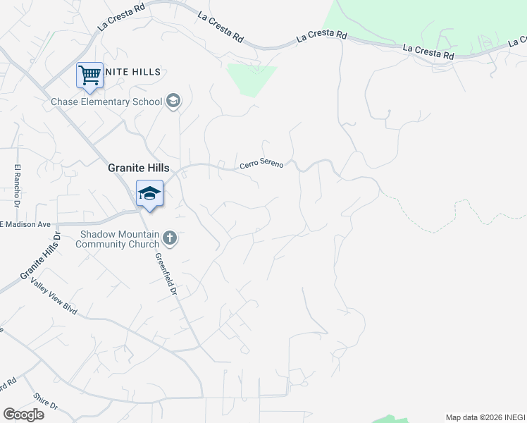 map of restaurants, bars, coffee shops, grocery stores, and more near 552 Vista Del Escuela in El Cajon