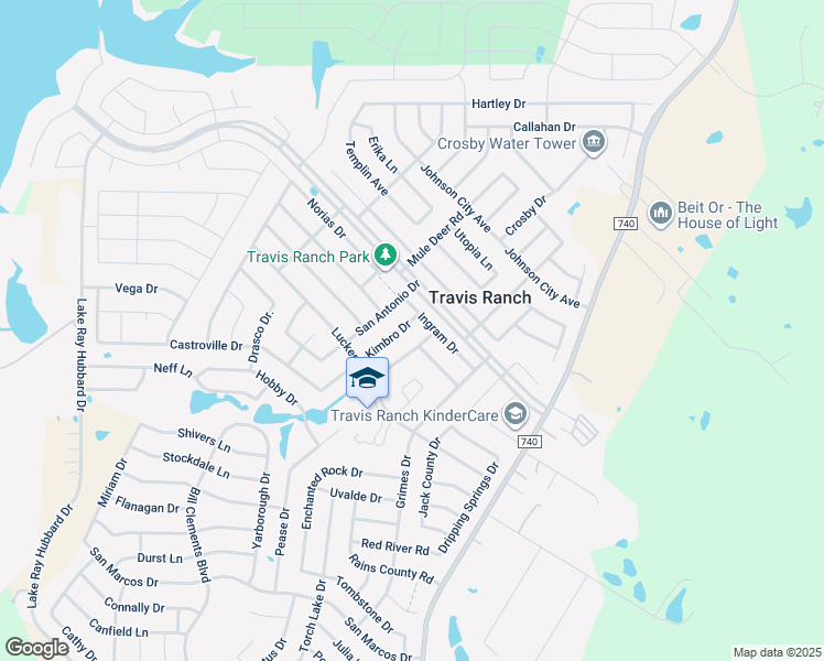 map of restaurants, bars, coffee shops, grocery stores, and more near 1007 Kimbro Drive in Forney