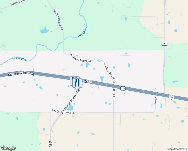 map of restaurants, bars, coffee shops, grocery stores, and more near 10310 Mineral Wells Highway in Weatherford