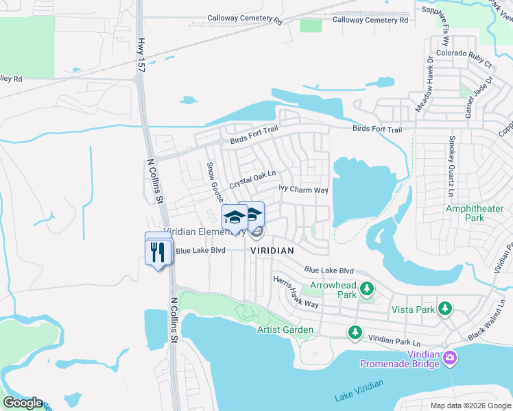 map of restaurants, bars, coffee shops, grocery stores, and more near 1017 Winter Fire Way in Arlington