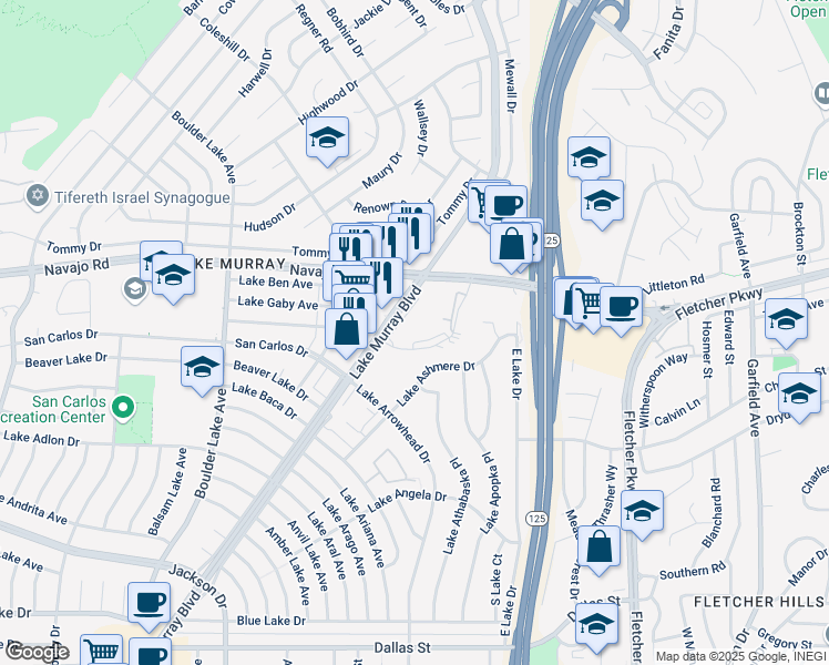 map of restaurants, bars, coffee shops, grocery stores, and more near in San Diego