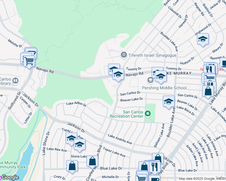 map of restaurants, bars, coffee shops, grocery stores, and more near 7838 Cowles Mountain Court in San Diego