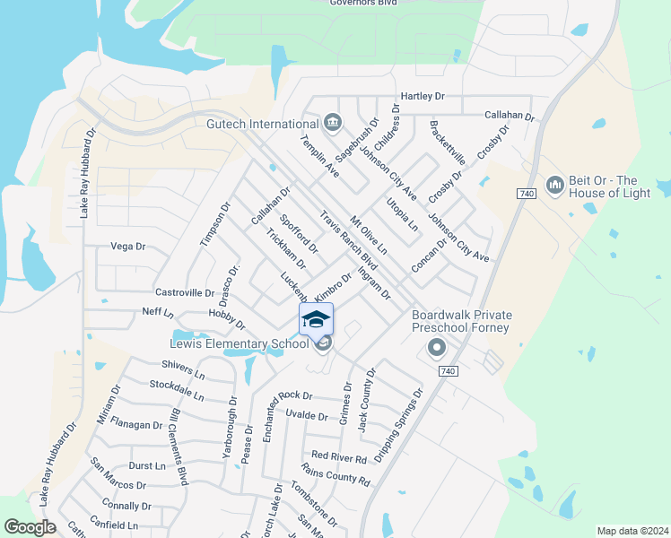 map of restaurants, bars, coffee shops, grocery stores, and more near 1007 San Antonio Drive in Forney