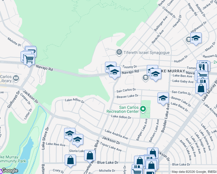 map of restaurants, bars, coffee shops, grocery stores, and more near 7838 Cowles Mountain Court in San Diego