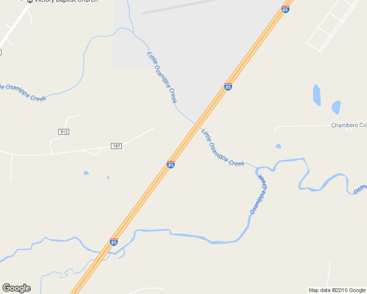 map of restaurants, bars, coffee shops, grocery stores, and more near Interstate 85 in Valley